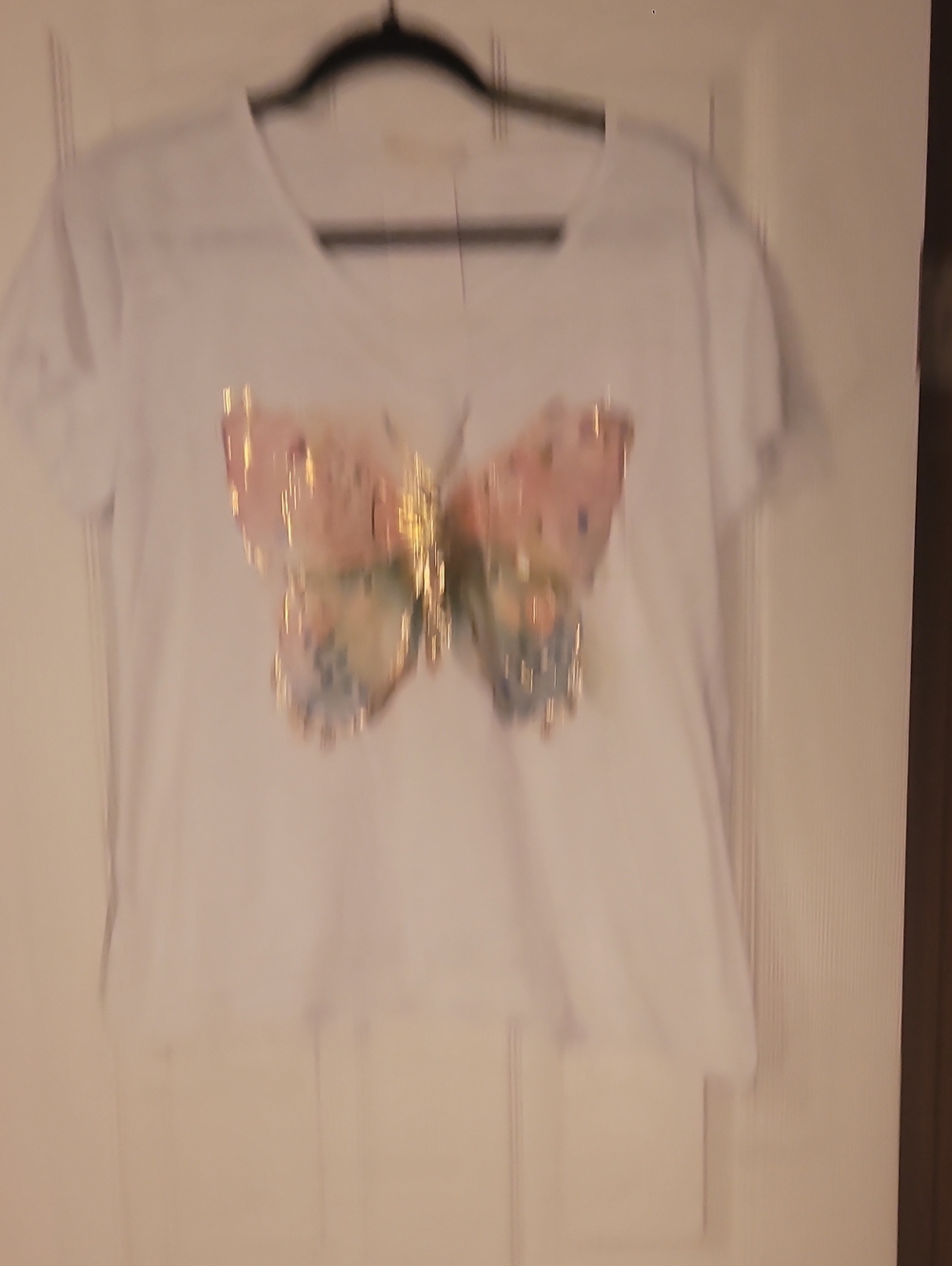 Loowie Butterfly Sequin Graphic Tee - White